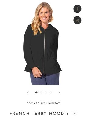 Escape By HABITAT Black French Terry Zip Hoodie, Size L, NWOT